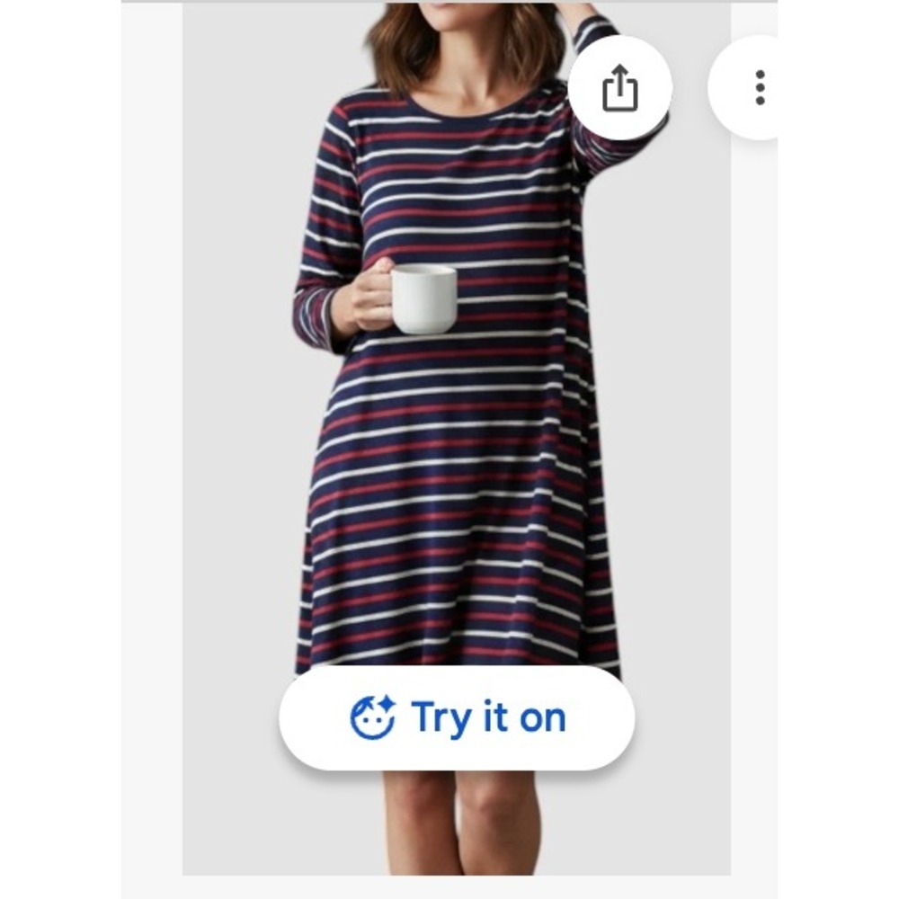 Old Navy sz L red white blue long sleeve stretchy shift dress K new w/ tags